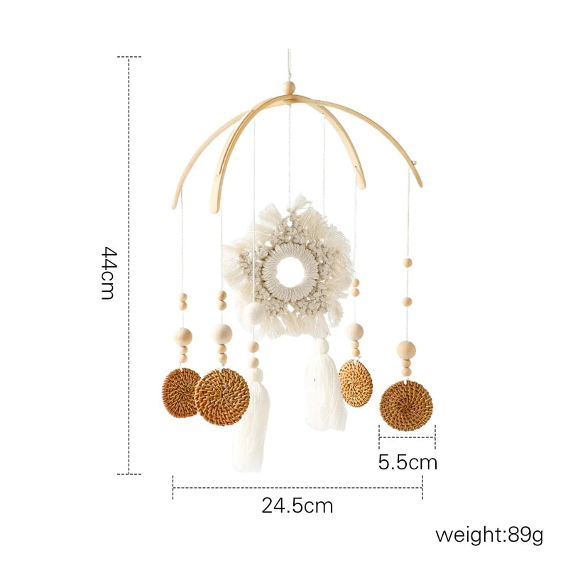 Baby Wooden Bed Bell Cartoon Rabbit Mobile Hanging Rattles Toy Hanger Crib