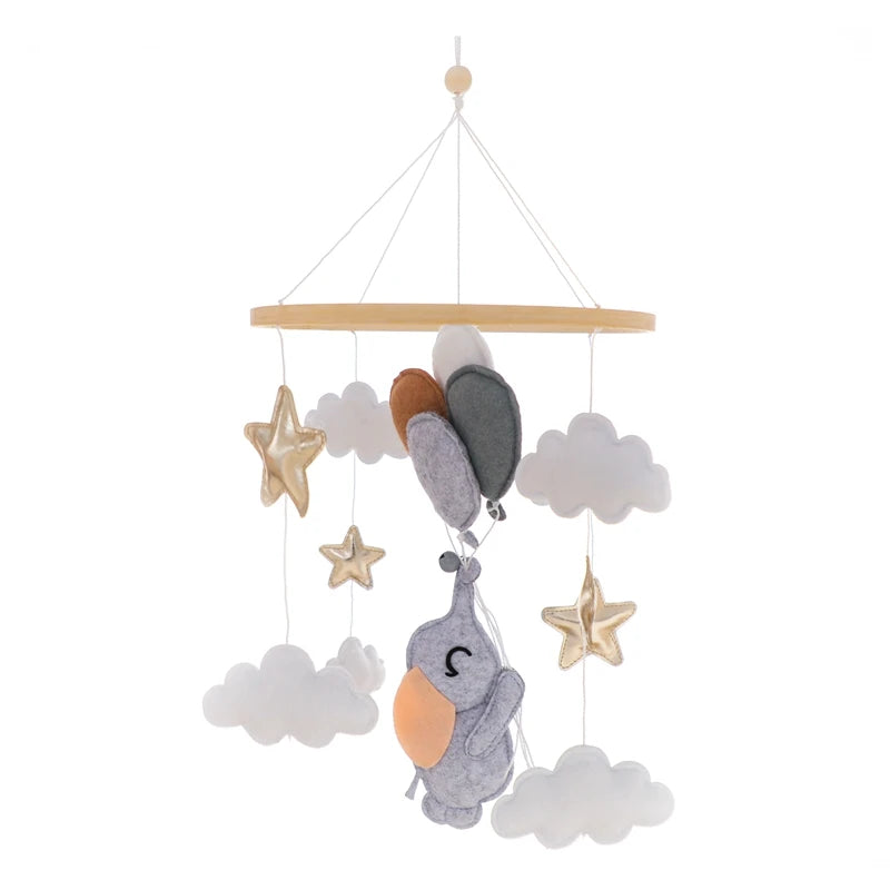 Baby Wooden Bed Bell Cartoon Rabbit Mobile Hanging Rattles Toy Hanger Crib