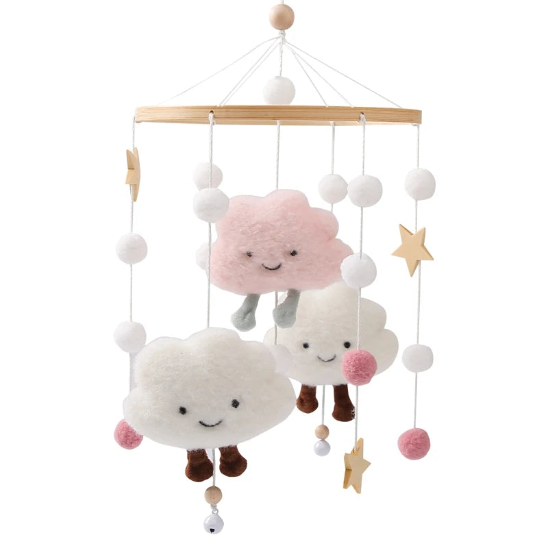 Baby Wooden Bed Bell Cartoon Rabbit Mobile Hanging Rattles Toy Hanger Crib
