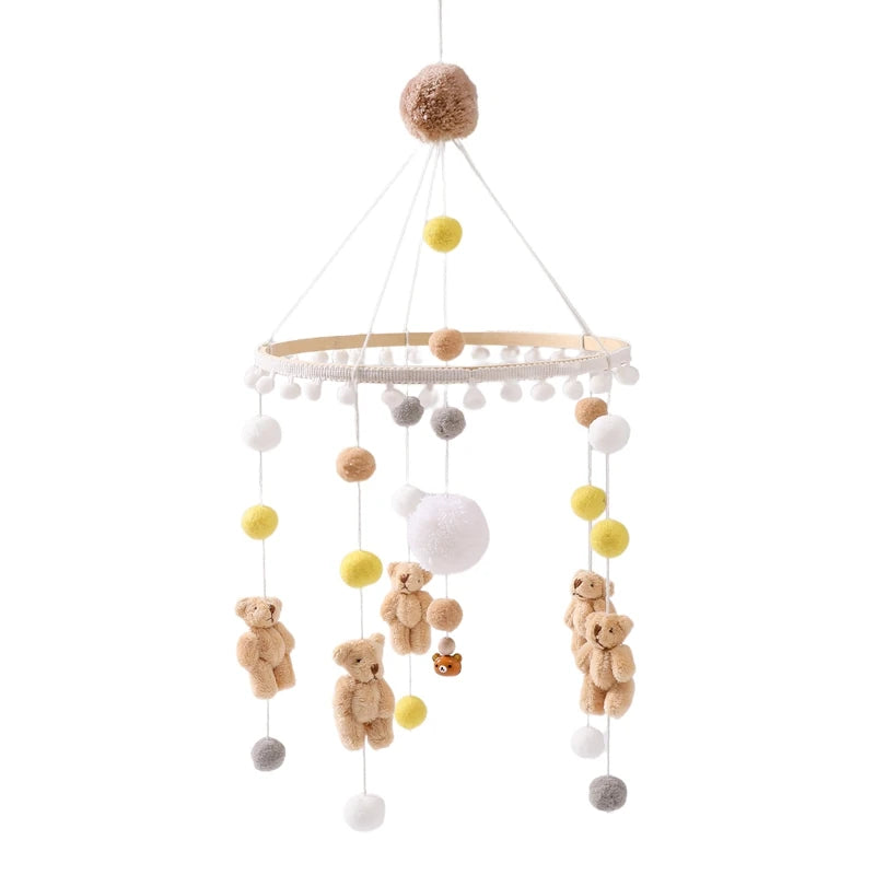 Baby Wooden Bed Bell Cartoon Rabbit Mobile Hanging Rattles Toy Hanger Crib