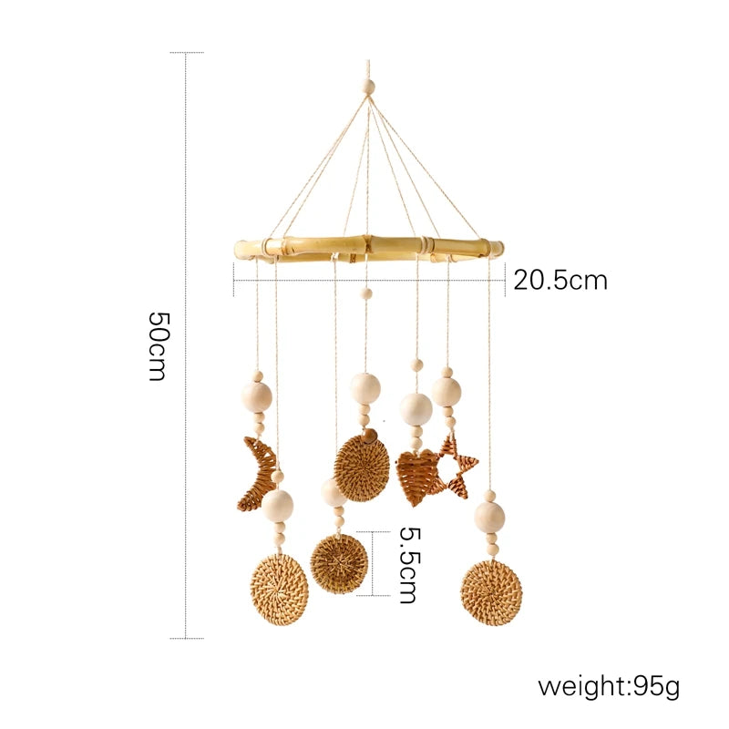 Baby Wooden Bed Bell Cartoon Rabbit Mobile Hanging Rattles Toy Hanger Crib