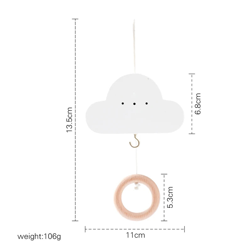 Baby Wooden Bed Bell Cartoon Rabbit Mobile Hanging Rattles Toy Hanger Crib