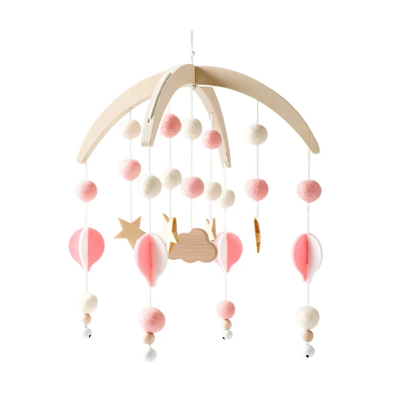 Baby Wooden Bed Bell Cartoon Rabbit Mobile Hanging Rattles Toy Hanger Crib