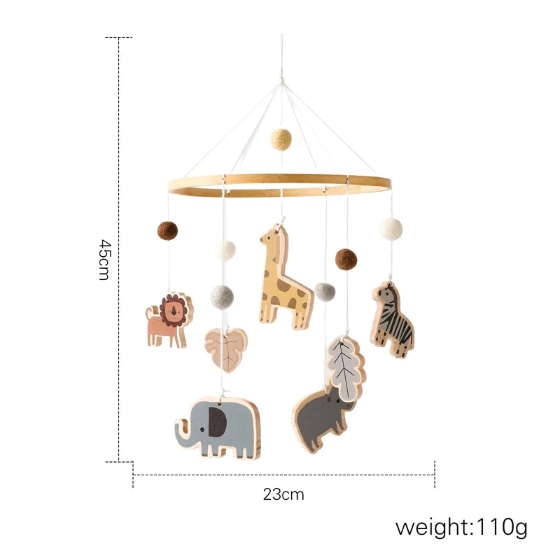 Baby Wooden Bed Bell Cartoon Rabbit Mobile Hanging Rattles Toy Hanger Crib