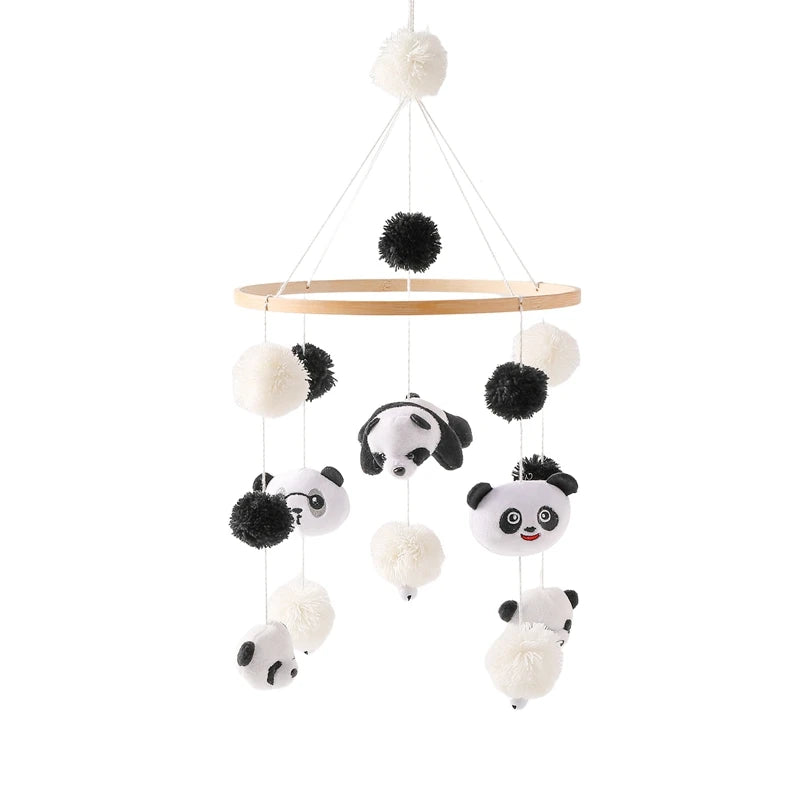 Baby Wooden Bed Bell Cartoon Rabbit Mobile Hanging Rattles Toy Hanger Crib