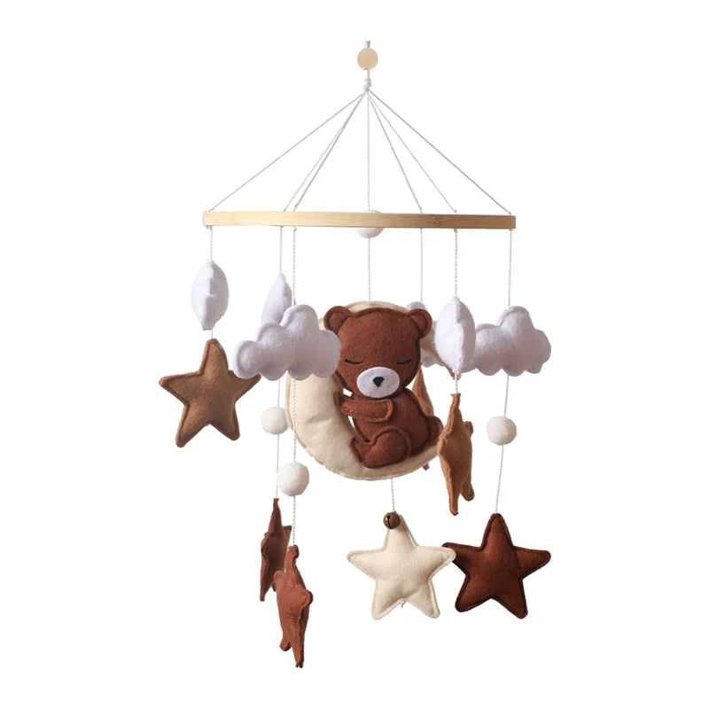 Baby Wooden Bed Bell Cartoon Rabbit Mobile Hanging Rattles Toy Hanger Crib