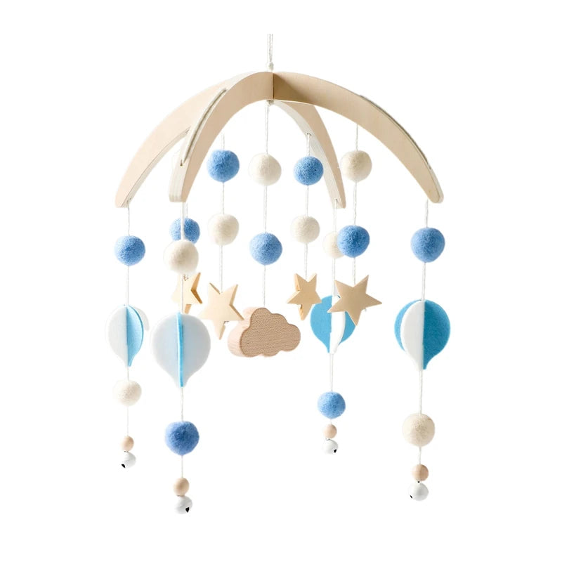 Baby Wooden Bed Bell Cartoon Rabbit Mobile Hanging Rattles Toy Hanger Crib